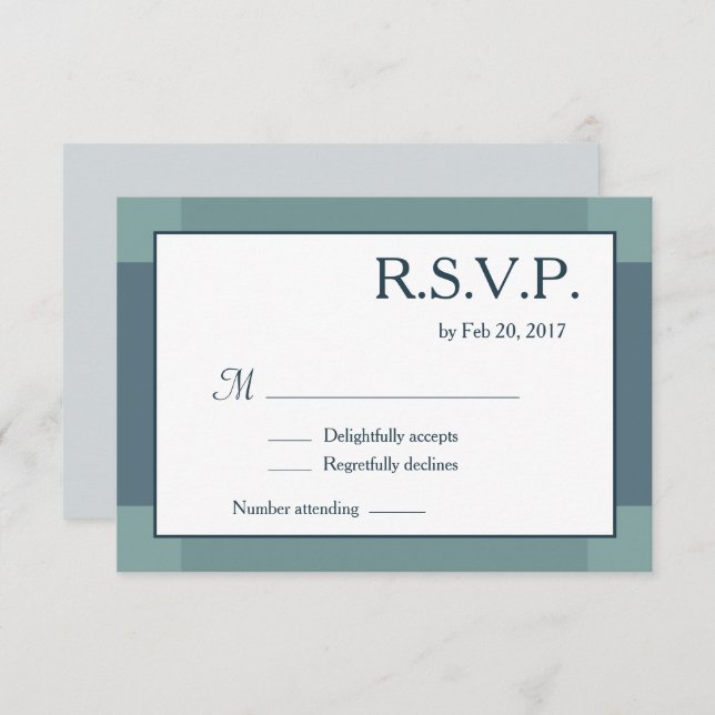 Invitation Mariage moderne bleu marine foncé bleu turquoise R (Devant / Derrière)