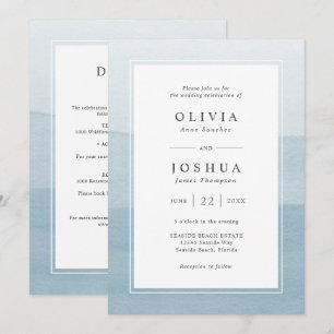 Invitation Mariage Moderne Bleu Tout En Un