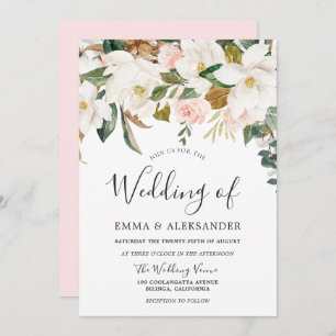 Invitation Mariage moderne Blush & White Watercolor