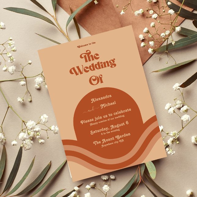 Invitation Mariage Moderne Bohème avec Arche en Terracotta (Créateur téléchargé)