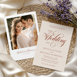 Invitation Mariage Moderne Bohème Minimaliste en Terracotta P