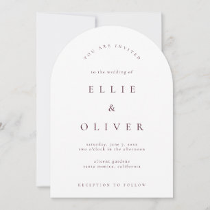 Invitation Mariage Moderne Bohème Rouge-Bourgogne & Blanc