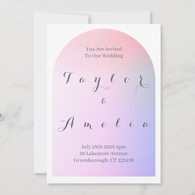 Invitation Mariage moderne Boho Arch rose Lilac Ombre (Devant)