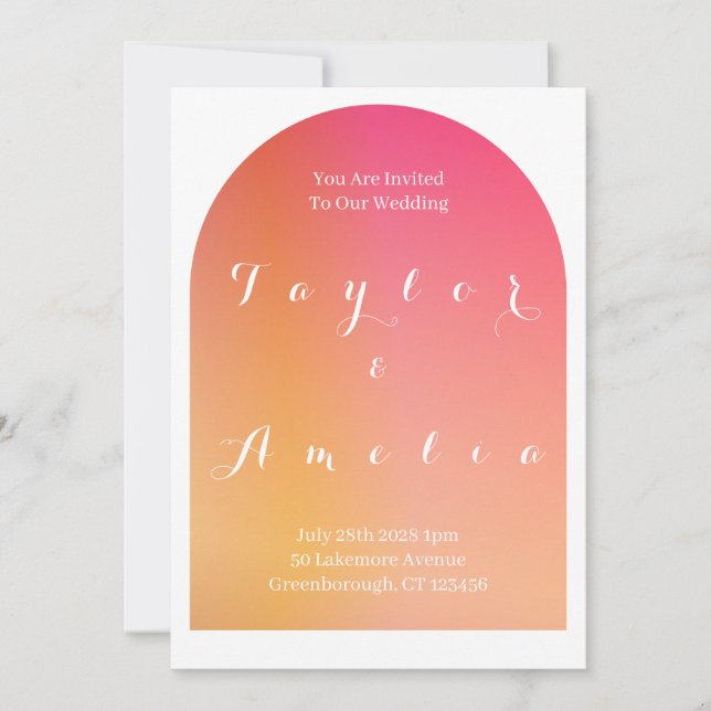 Invitation Mariage moderne Boho Arch Sunset Ombre (Devant)