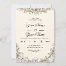 Mariage Moderne Boho avec Dessin de Fleurs Sauvage