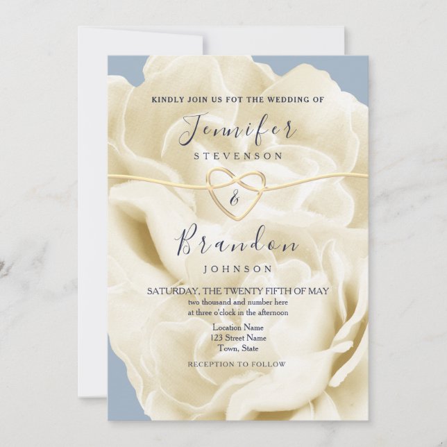 Invitation Mariage moderne Boho Dusty Blue (Devant)