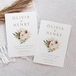 Invitation Mariage moderne Boho Floral Minimal