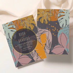 Invitation Mariage Moderne Boho Orange et Noir