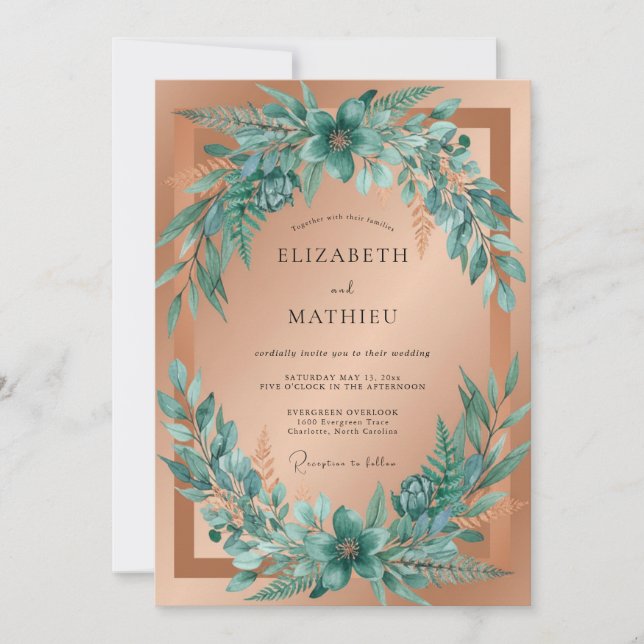 Invitation Mariage Moderne Brillante de Rose Gold (Devant)