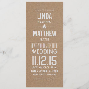 Invitation Mariage moderne Brown rustique des textes de