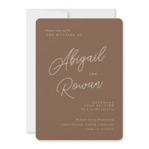 Mariage Moderne Brun Beige Minimaliste Script