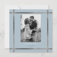 Mariage Moderne Carré Bleu Glacé & Argent