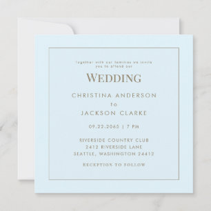 Invitation Mariage Moderne Carré Bleu Glacé Sans Parents