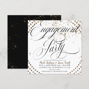 Invitation Mariage Moderne Chic Bronze Noir Fiançailles Soiré