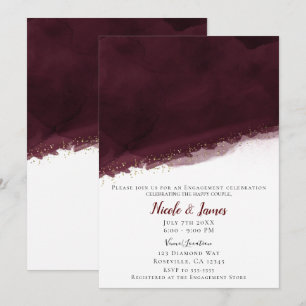 Invitation Mariage Moderne Chic Couleur Aquarelle Noir Cerise
