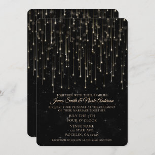 Invitation Mariage moderne chic de noir scintillant de