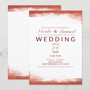 Invitation Mariage moderne chic de rouille d'argile