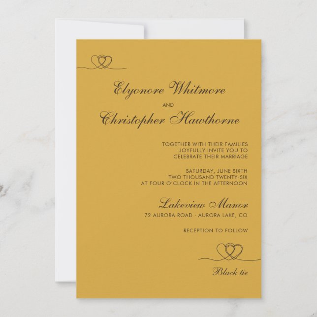Invitation Mariage Moderne Chic Moutarde Dorée Mix and Match (Devant)