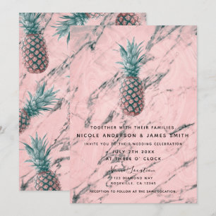 Invitation Mariage Moderne Chic Tourbillon de Marbre Rose et