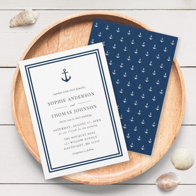 Invitation Mariage Moderne Classique Ancre Editable Couleur (Créateur téléchargé)