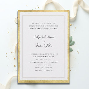 Invitation Mariage Moderne Classique de Perles de Faux Or For