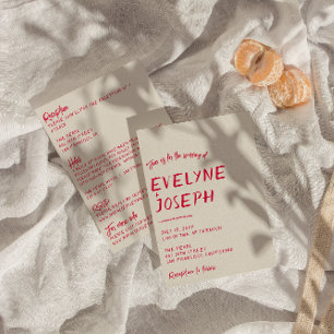 Invitation Mariage moderne coloré à deux côtés