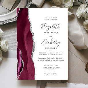 Invitation Mariage moderne d'âge d'argent en Bourgogne