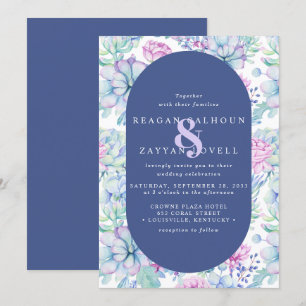 Invitation Mariage Moderne de Cactus Botanique Succulent Flor
