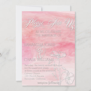 Invitation MARIAGE MODERNE DE COULEUR D'EAU ROSE rose