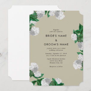 Invitation Mariage Moderne de Fleurs de Hortensia Blanc et de