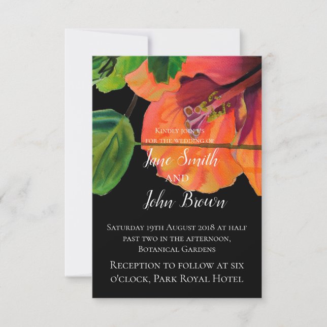 Invitation Mariage moderne de fleurs d'hibiscus tropical (Devant)