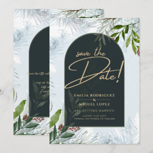 Invitation Mariage Moderne de Fleurs hivernales Économisez la