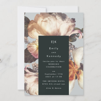 Invitation Mariage moderne de fleurs romantiques embellies