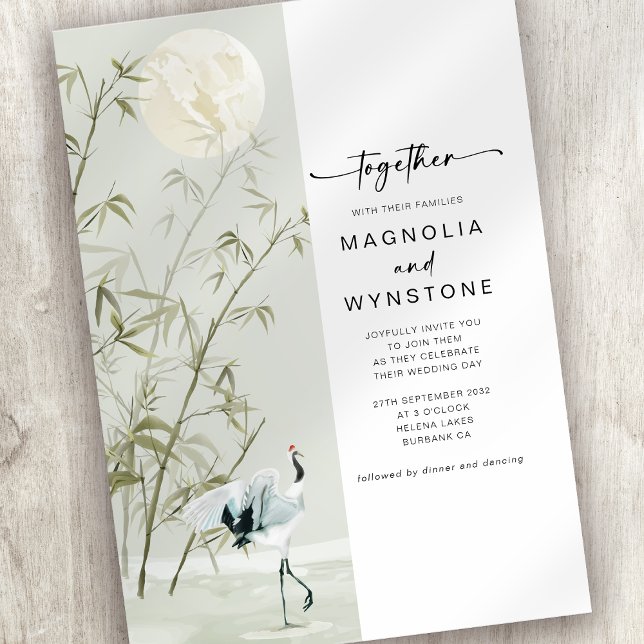 Invitation Mariage moderne de grue japonaise (Créateur téléchargé)
