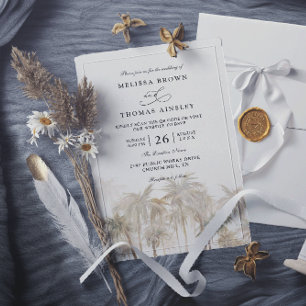 Invitation Mariage Moderne de Plage aux Palmiers Code QR