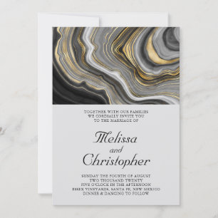 Invitation Mariage Moderne de Style avec Motif de Géode d'Aga