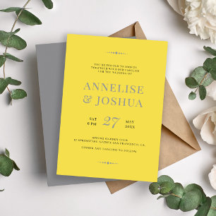 Invitation Mariage moderne de typographie gris-jaune
