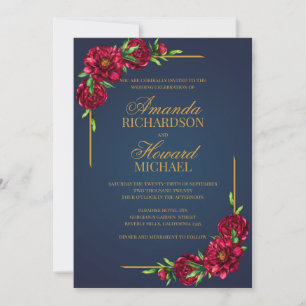 Invitation mariage moderne des saumons kouhos de marine et de