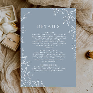 Invitation Mariage moderne Dusty Blue Minimal Leafy Détails