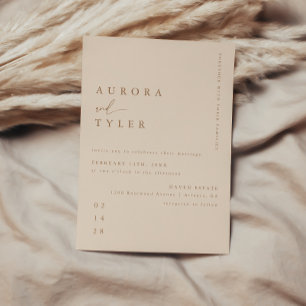 Invitation Mariage Moderne Écriture Beige