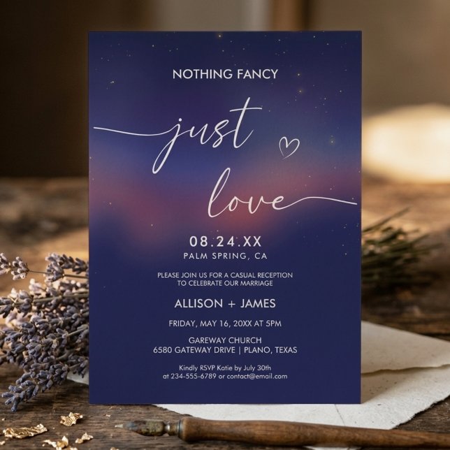 Invitation Mariage Moderne Écriture Fantaisiste Nuit Étoilée (Créateur téléchargé)