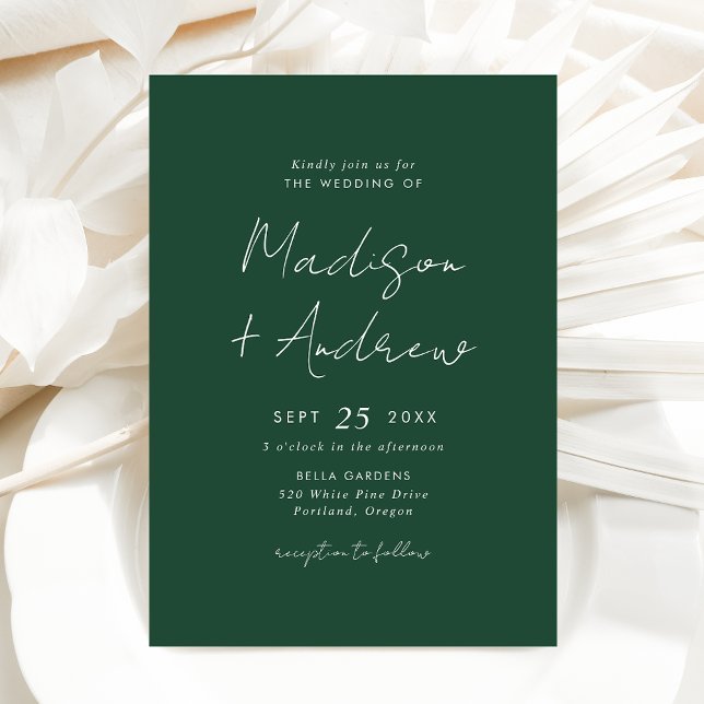 Invitation Mariage Moderne Écriture Verte Décontractée (Créateur téléchargé)