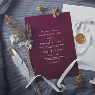 Invitation Mariage Moderne Élégant Antique avec Embossage