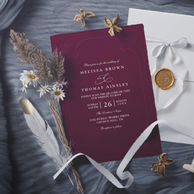 Invitation Mariage Moderne Élégant Antique avec Embossage (Créateur téléchargé)