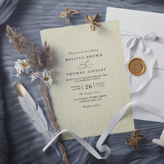 Invitation Mariage Moderne Élégant Antique avec Embossage (Créateur téléchargé)
