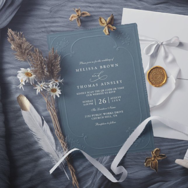 Invitation Mariage Moderne Élégant Antique avec Embossage (Créateur téléchargé)