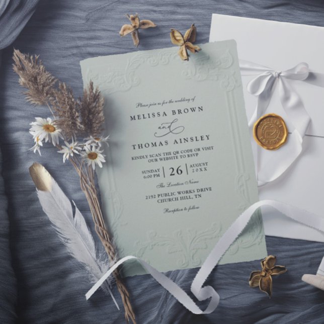 Invitation Mariage Moderne Élégant Antique avec Embossage  (Créateur téléchargé)