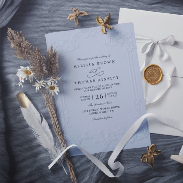 Invitation Mariage Moderne Élégant Antique avec Embossage (Créateur téléchargé)