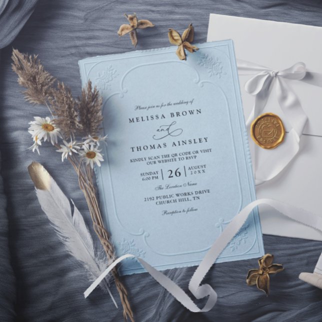 Invitation Mariage Moderne Élégant Antique avec Embossage (Créateur téléchargé)