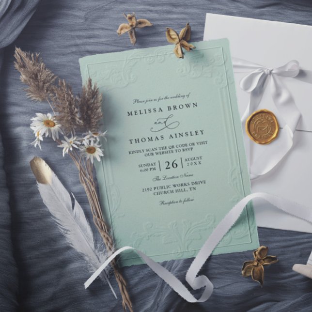 Invitation Mariage Moderne Élégant Antique avec Embossage (Créateur téléchargé)